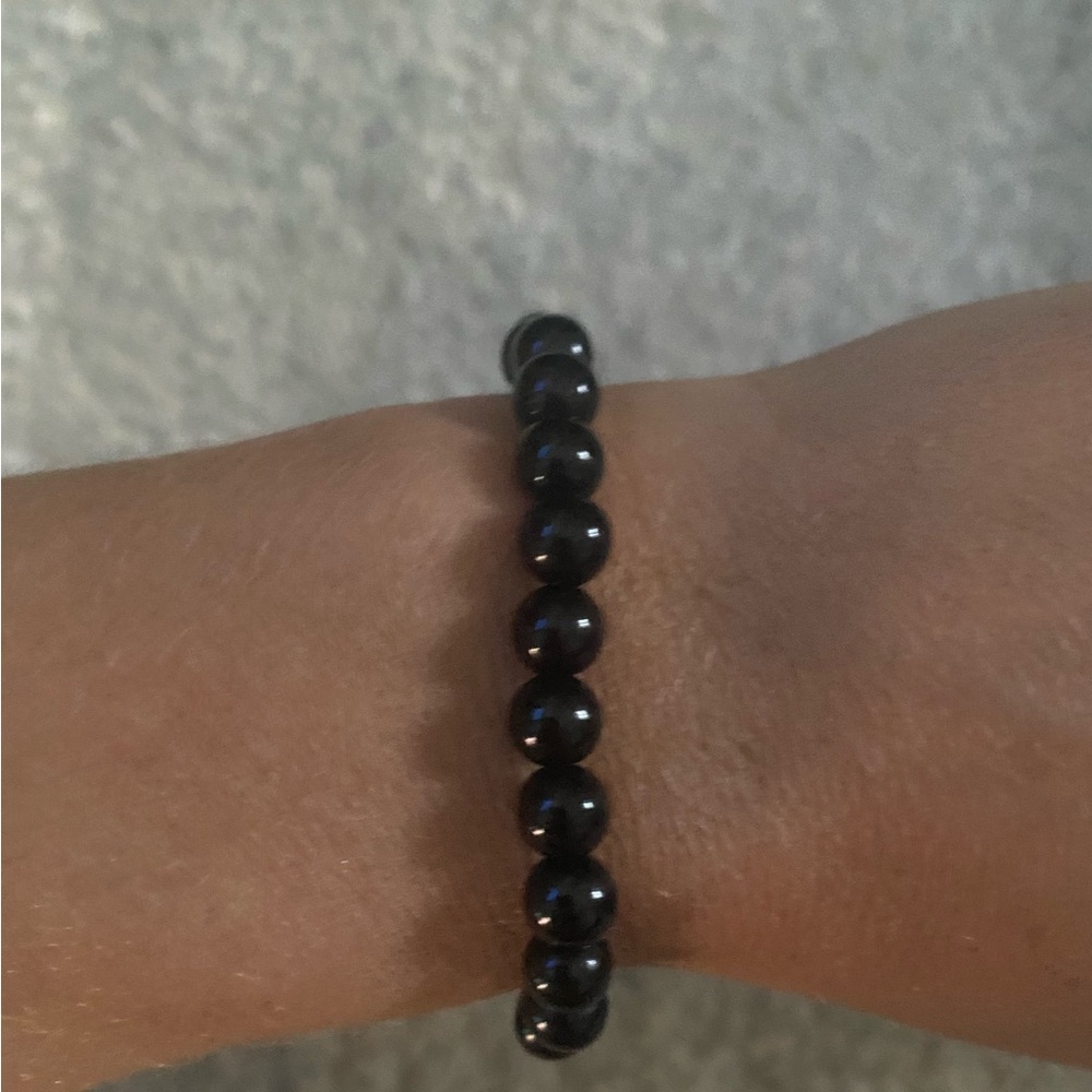 Black Small Beaded Elastic Bracelet